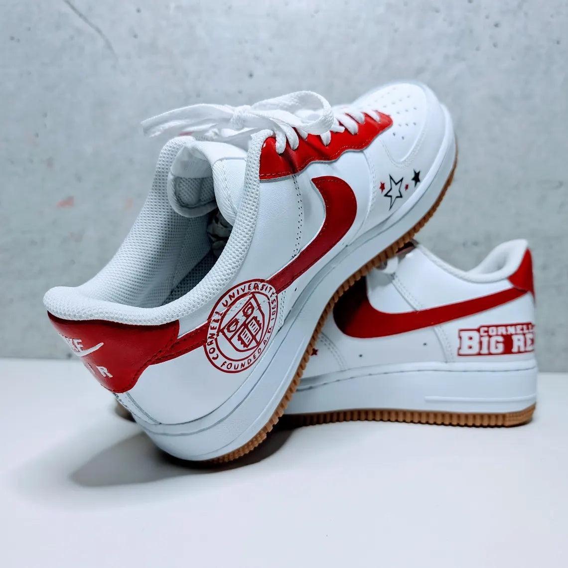 Custom Air Force 1 White Red Cornell Big Red And Stars