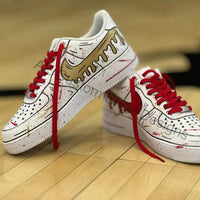 Custom Air Force 1 White Red Gold Drip
