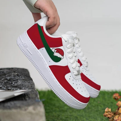 Custom Air Force 1 White Red Green Santa Hat Design