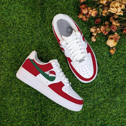 Custom Air Force 1 White Red Green Santa Hat Design