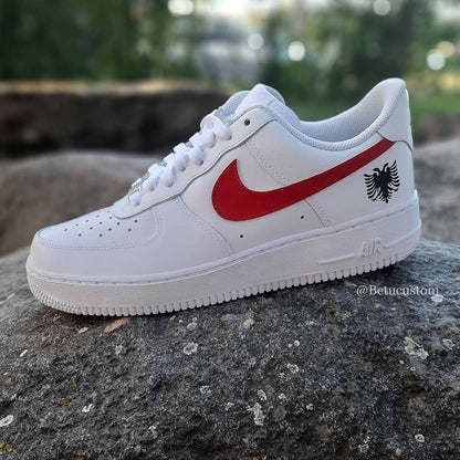 Custom Air Force 1 White Red Swoosh With Eagle Logo