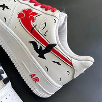 Custom Air Force 1 White Red With Birds And Clouds Design