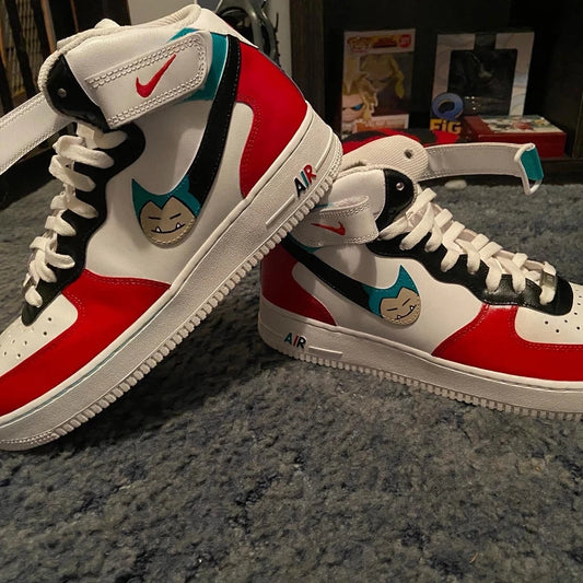 Custom Air Force 1 White Red With Cartoon Character Pattern