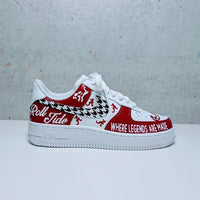 Custom Air Force 1 White Red With Houndstooth And Alabama Logos