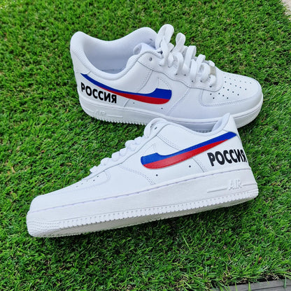 Custom Air Force 1 White Russia Flag Swoosh
