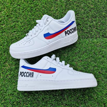 Custom Air Force 1 White Russia Flag Swoosh