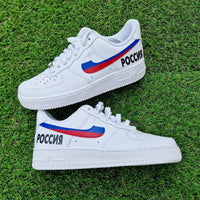 Custom Air Force 1 White Russia Flag Swoosh