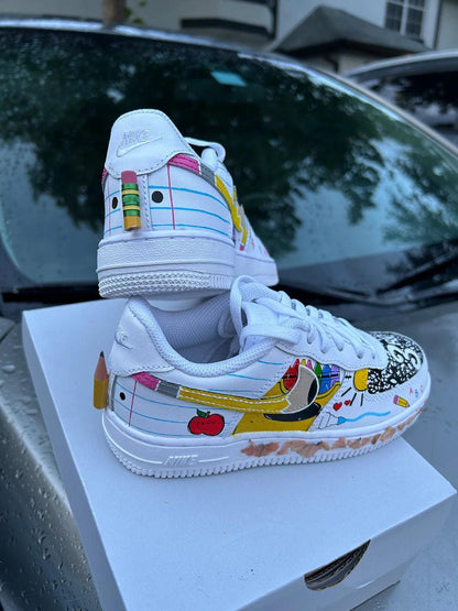 Custom Air Force 1 White School - Supplies Pattern