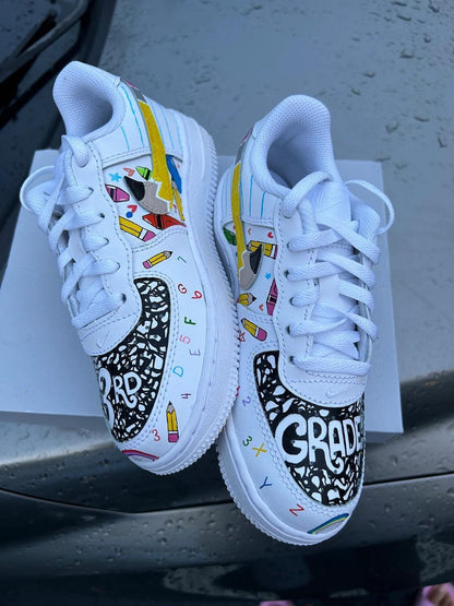 Custom Air Force 1 White School - Supplies Pattern