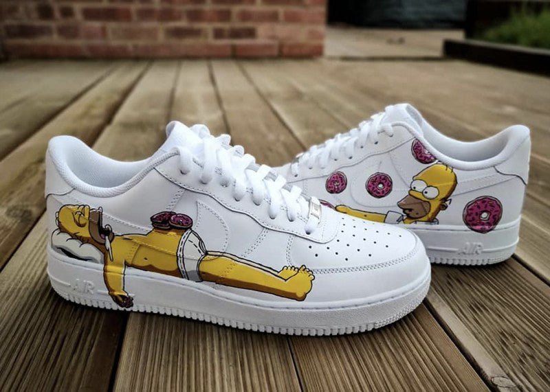 Custom Air Force 1 White Simpsons Donuts Design