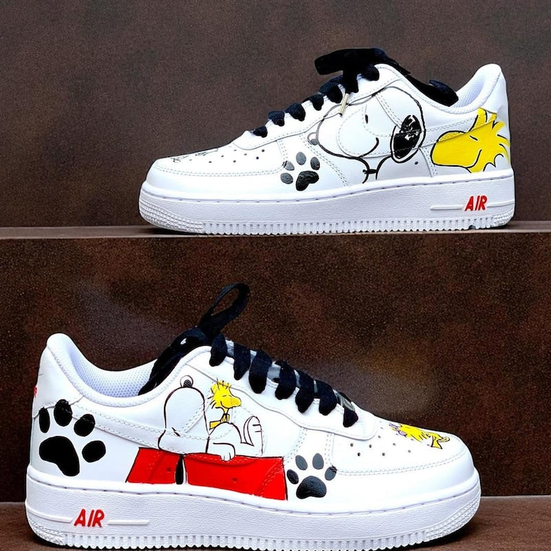 Custom Air Force 1 White Snoopy Cartoon Design