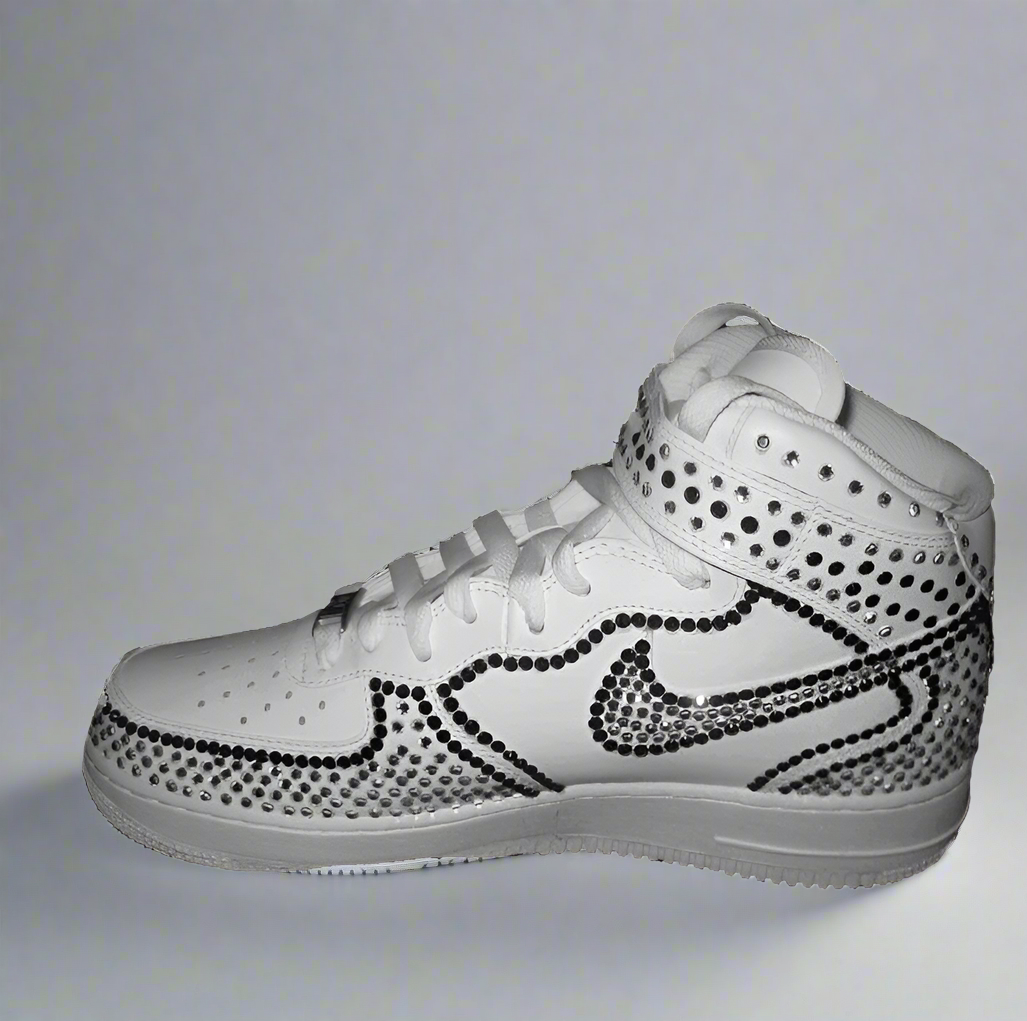Custom Air Force 1 White Studded Rhinestones  Design