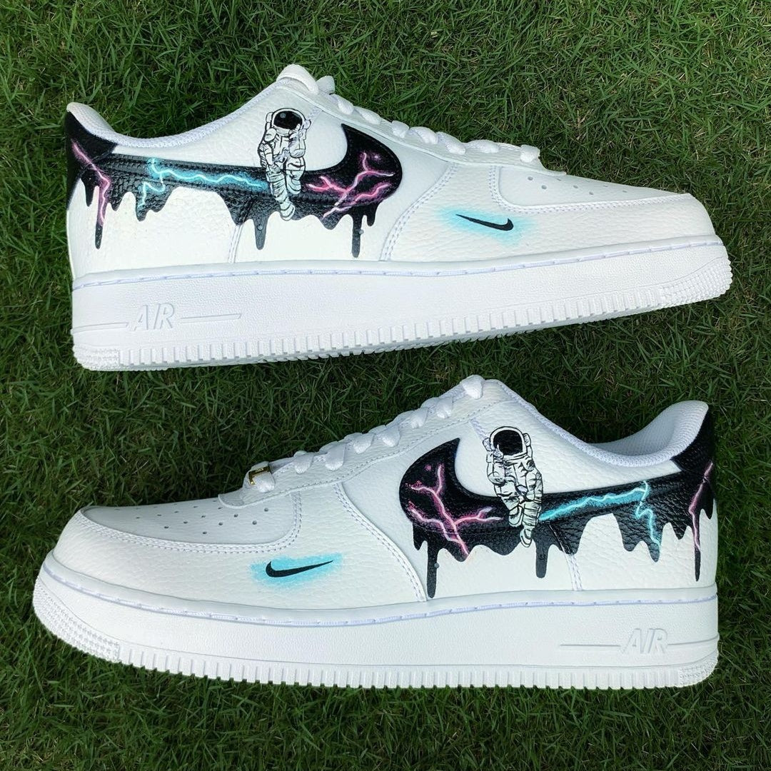 Custom Air Force 1 White With Astronaut And Lightning Pattern