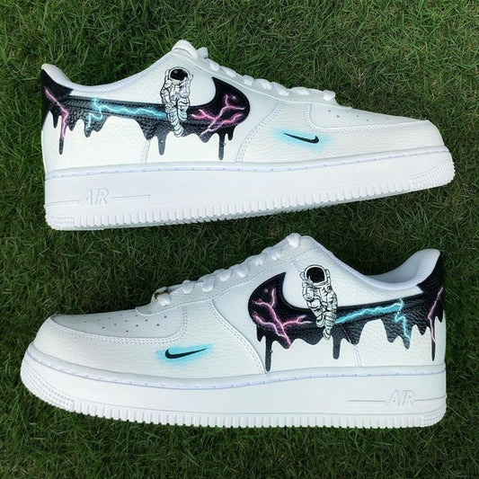 Custom Air Force 1 White With Astronaut And Lightning Pattern
