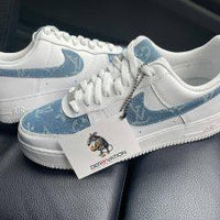 Custom Air Force 1 White With Baby Blue And LV Logo