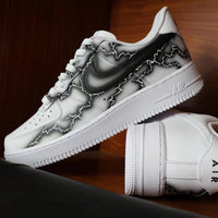 Custom Air Force 1 White With Black Crackle Pattern