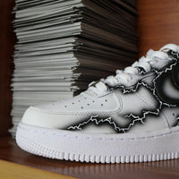 Custom Air Force 1 White With Black Crackle Pattern