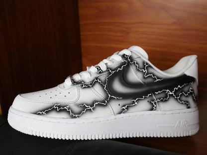 Custom Air Force 1 White With Black Crackle Pattern
