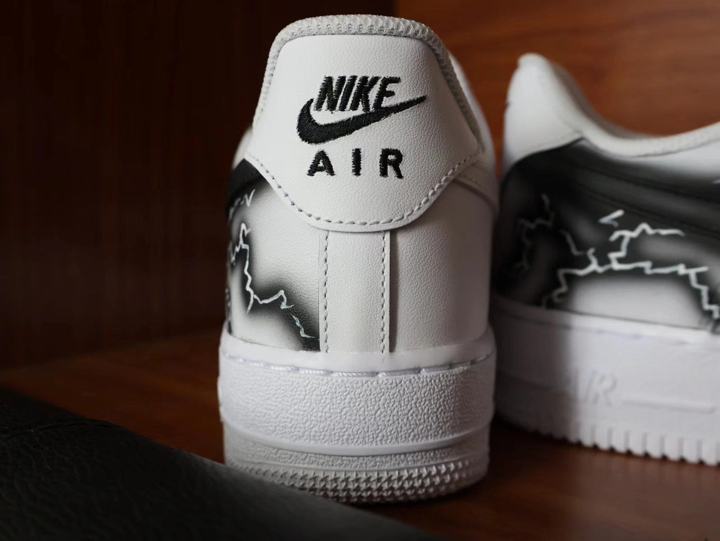 Custom Air Force 1 White With Black Crackle Pattern