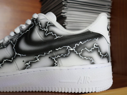 Custom Air Force 1 White With Black Crackle Pattern