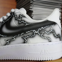 Custom Air Force 1 White With Black Crackle Pattern