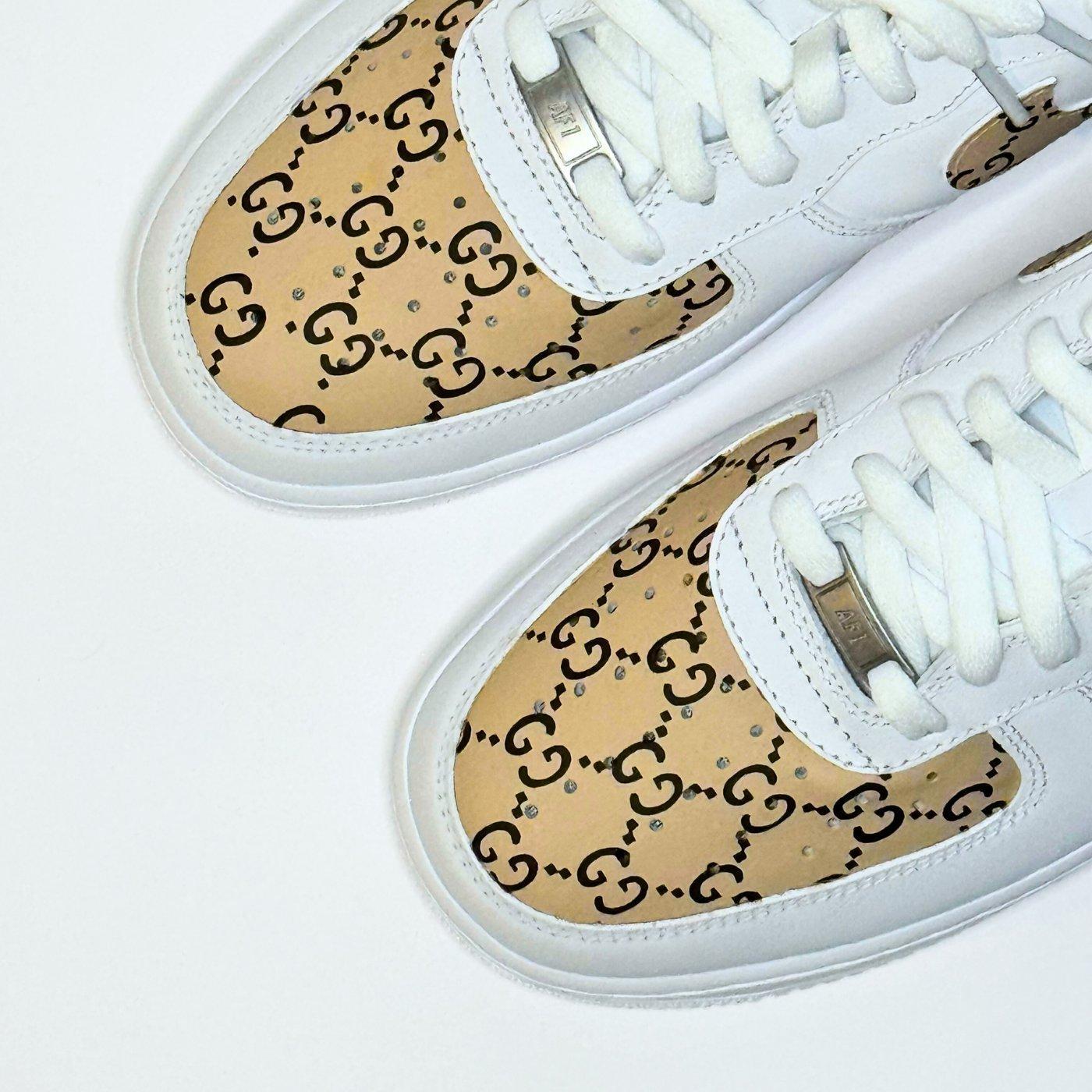 Custom Air Force 1 White With Brown GG Pattern