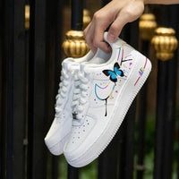 Custom Air Force 1 White With Butterfly Colorful Ink Splatter