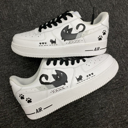 Custom Air Force 1 White With Cat And Paw Prints