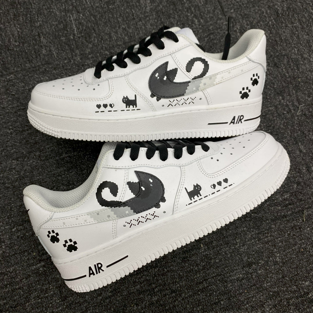 Custom Air Force 1 White With Cat And Paw Prints