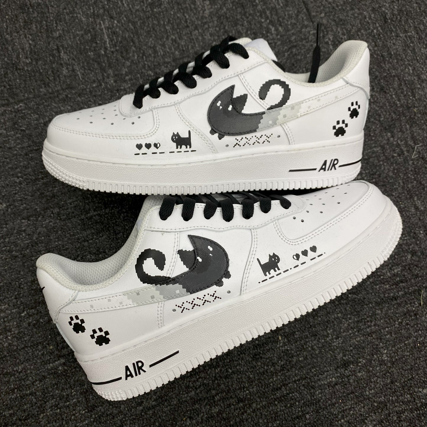 Custom Air Force 1 White With Cat And Paw Prints