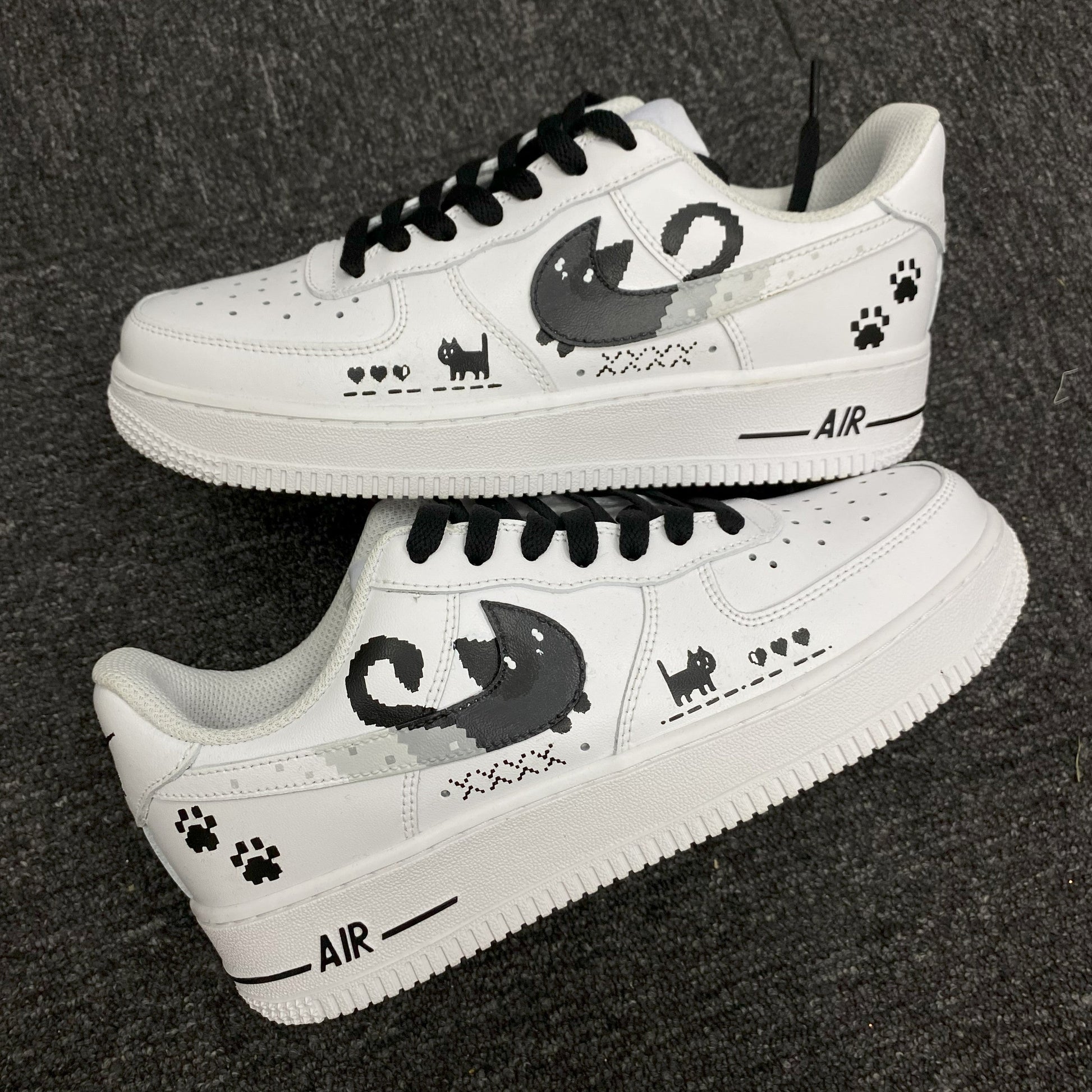 Custom Air Force 1 White With Cat And Paw Prints