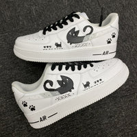 Custom Air Force 1 White With Cat And Paw Prints