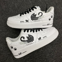 Custom Air Force 1 White With Cat And Paw Prints