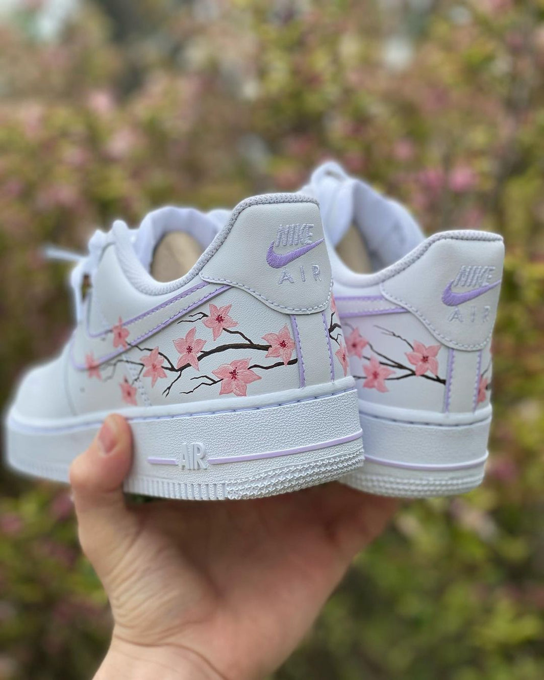 Custom Air Force 1 White With Cherry Blossom Pattern