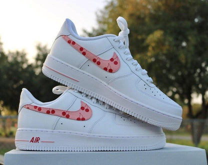 Custom Air Force 1 White With Cherry Swoosh