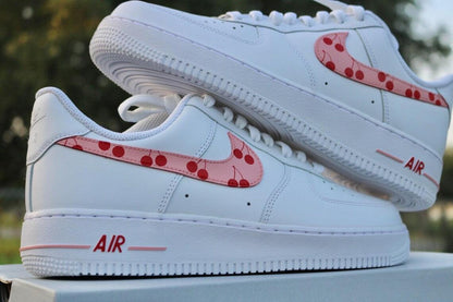 Custom Air Force 1 White With Cherry Swoosh