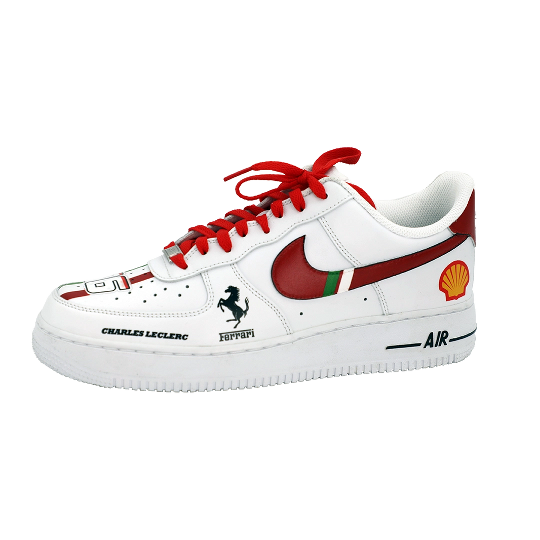 Custom Air Force 1 White With Ferrari And Shell Logos