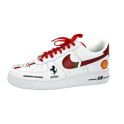 Custom Air Force 1 White With Ferrari And Shell Logos