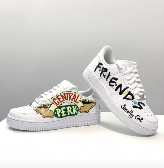 Custom Air Force 1 White With Friends And Central Perk Graphics