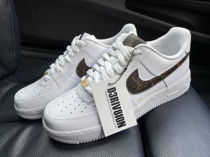 Custom Air Force 1 White With LV Leopard Print