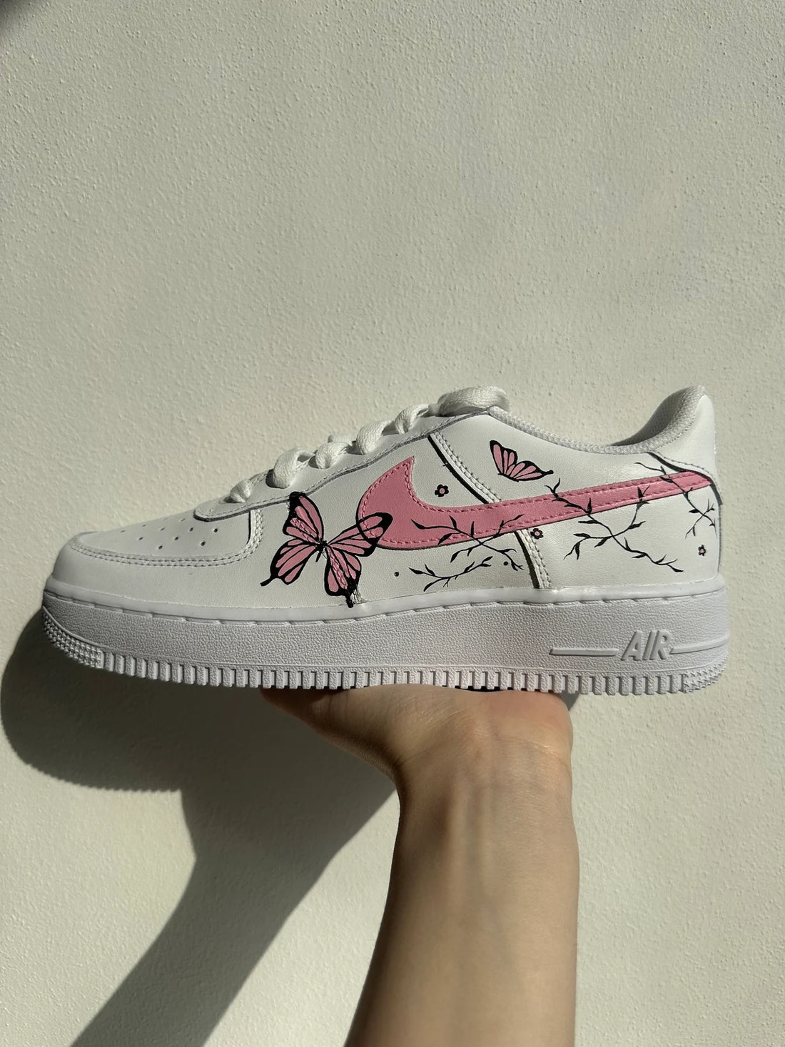 Custom Air Force 1 White With Pink Butterflies And Branches