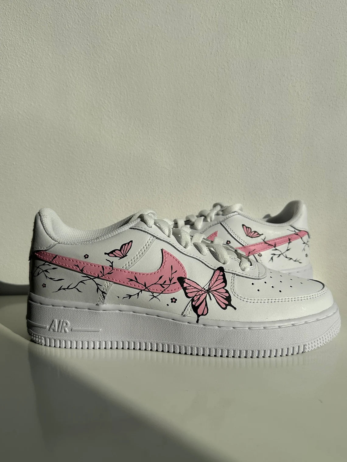 Custom Air Force 1 White With Pink Butterflies And Branches