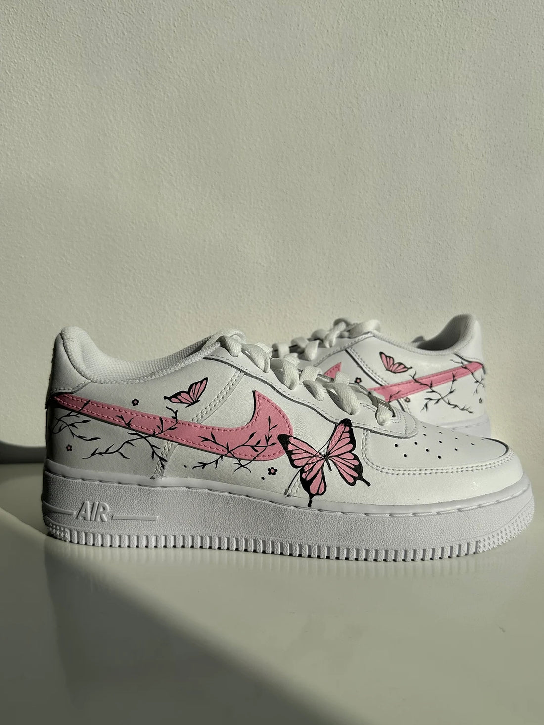 Custom Air Force 1 White With Pink Butterflies And Branches