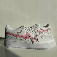 Custom Air Force 1 White With Pink Butterflies And Branches