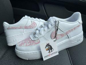 Custom Air Force 1 White With Pink Patterns And Dior Logo