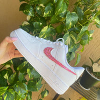 Custom Air Force 1 White with Pink Rhinestones