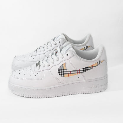 Custom Air Force 1 White With Plaid Pattern