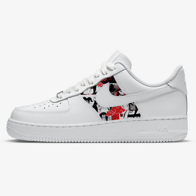 Custom Air Force 1 White With Red And Black Naruto Patterns