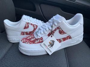 Custom Air Force 1 White With Red Camouflage Pattern