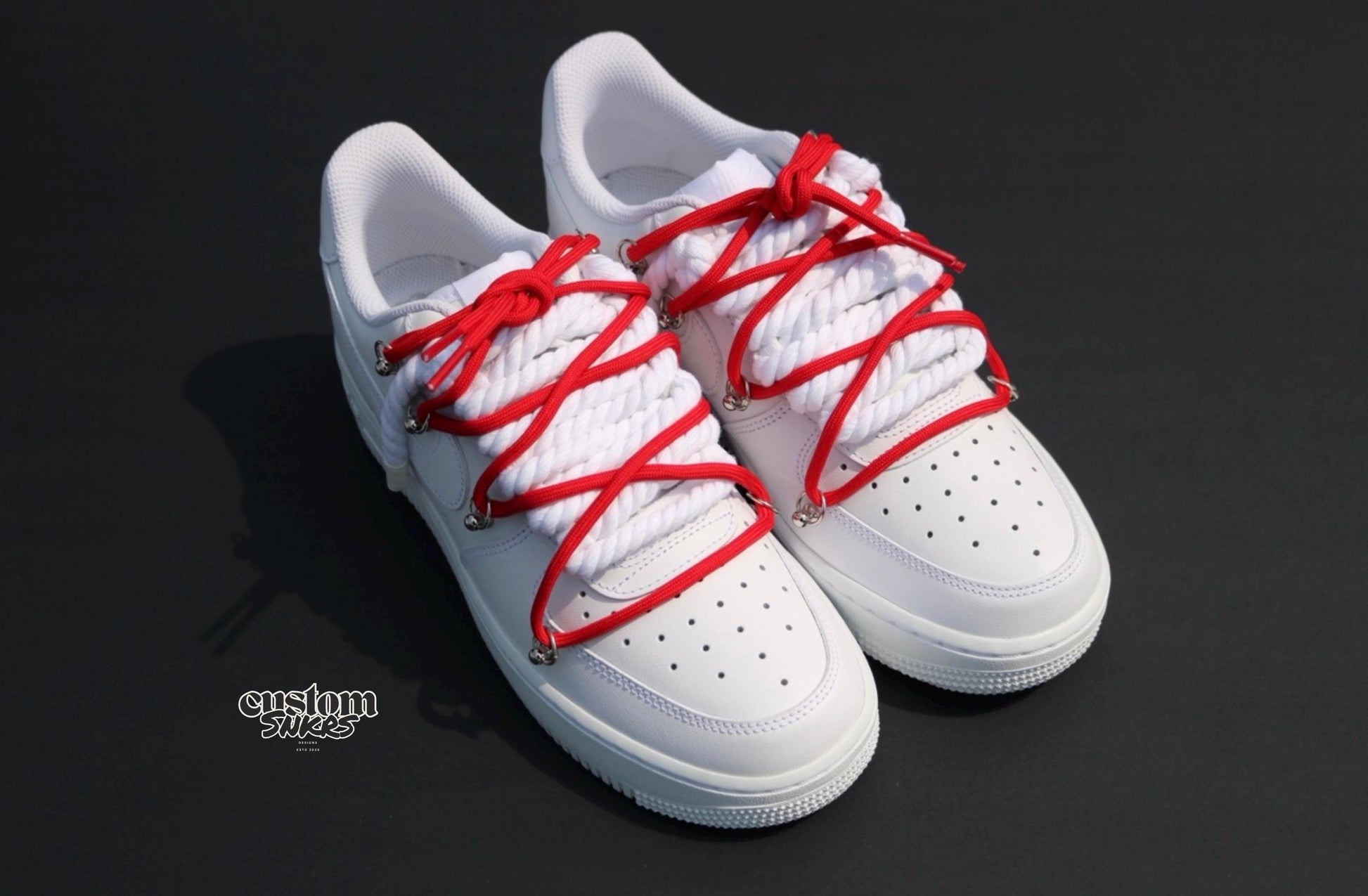 Custom Air Force 1 White With Red Laces